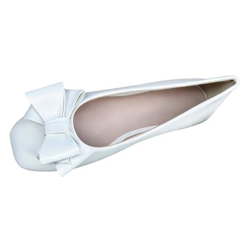 Image of Dear Time Women's Bowknot Ballet Flats Wedding Dressy Flats Square Toe Patent Leather Comfortable Shoes