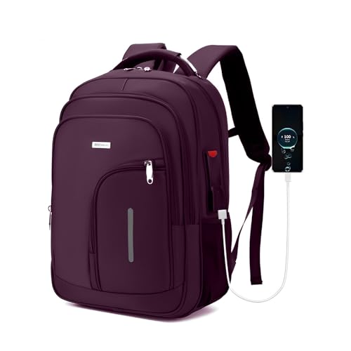Mochila Masculina Reforçada Executiva Grande Mochila para Notebook Trabalho Viagem Escola com Cabo de Aço Impermeável Antifurto com Saídas USB/Fone de Ouvido Unissex (Vinho)