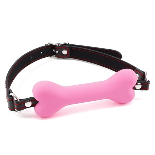 Offener Mund Silikon Bondage Knebel für Sex-Spiele - Frauen und Männer Silikon Sexspielzeug Sex Knebel für Bondage Fesseln - BDSM Fesseln Silikon Knochenknebel Maulkorb für SM-Spiele (Rosa)
