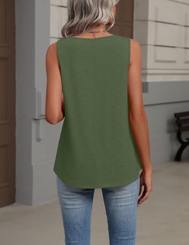 Image of Zeagoo Womens Tank Tops Summer Sleeveless Loose Fit Tops V Neck Pleated Shirts Basic Tees Dressy Casual Trendy Clothes
