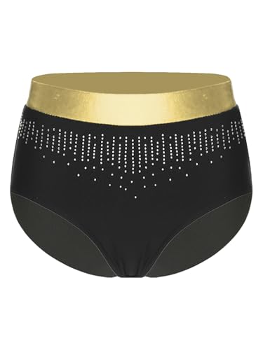 FEESHOW Kids Girls Glittery Rhinestones Underwear High Waist Sparkle Gymnastics Ballet Dance Briefs Panties