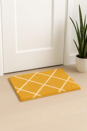 Image of Carpet for Hallway, Kitchen, and Modern InteriorsCarpetCozy Shag Runner for Living Room, Bedroom & Office Decor ETC Size 16x24 Inch, Patten-Solid Gold B
