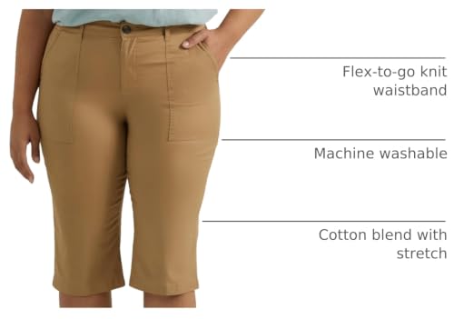 Lee Women's Plus Size Ultra Lux Comfort with Flex-to-Go Utility Skimmer Capri Pant Settler Tan 22 Plus - image 4