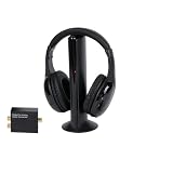 DEARBIRDER Casque TV Stéréo sans Fil - Moniteur Hi-FI Professionnel pour Adultes Et Seniors avec Radio FM - 5 en 1 avec Décodeur Numérique pour La Télévision Numérique, Noir