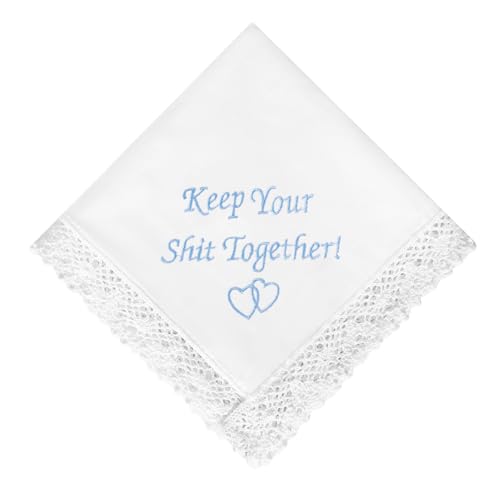 Image of HOULIFE Wedding Handkerchiefs for Bride Something Blue Bride Groom Gift | Soft Material, Breathable & Durable, Handkerchief for Bride on Wedding Day, Lace Edge