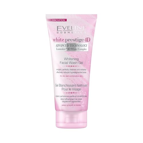 Eveline Cosmetics 200 ML Face Wash Effective White Prestige, Nourish and Moisturize the Skin, Suitable for All Skin Types, 4d Whitening Facial Wash Gel