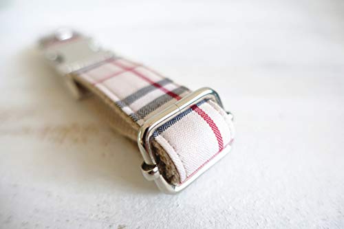 RC GearPro Nylon verstellbar Hundehalsband Khaki Karomuster Zinklegierung Metall Einfach zu bedienende Schnalle Hundehalsband, in 5 verschiedenen Größen (XS Halst (23-30cm))