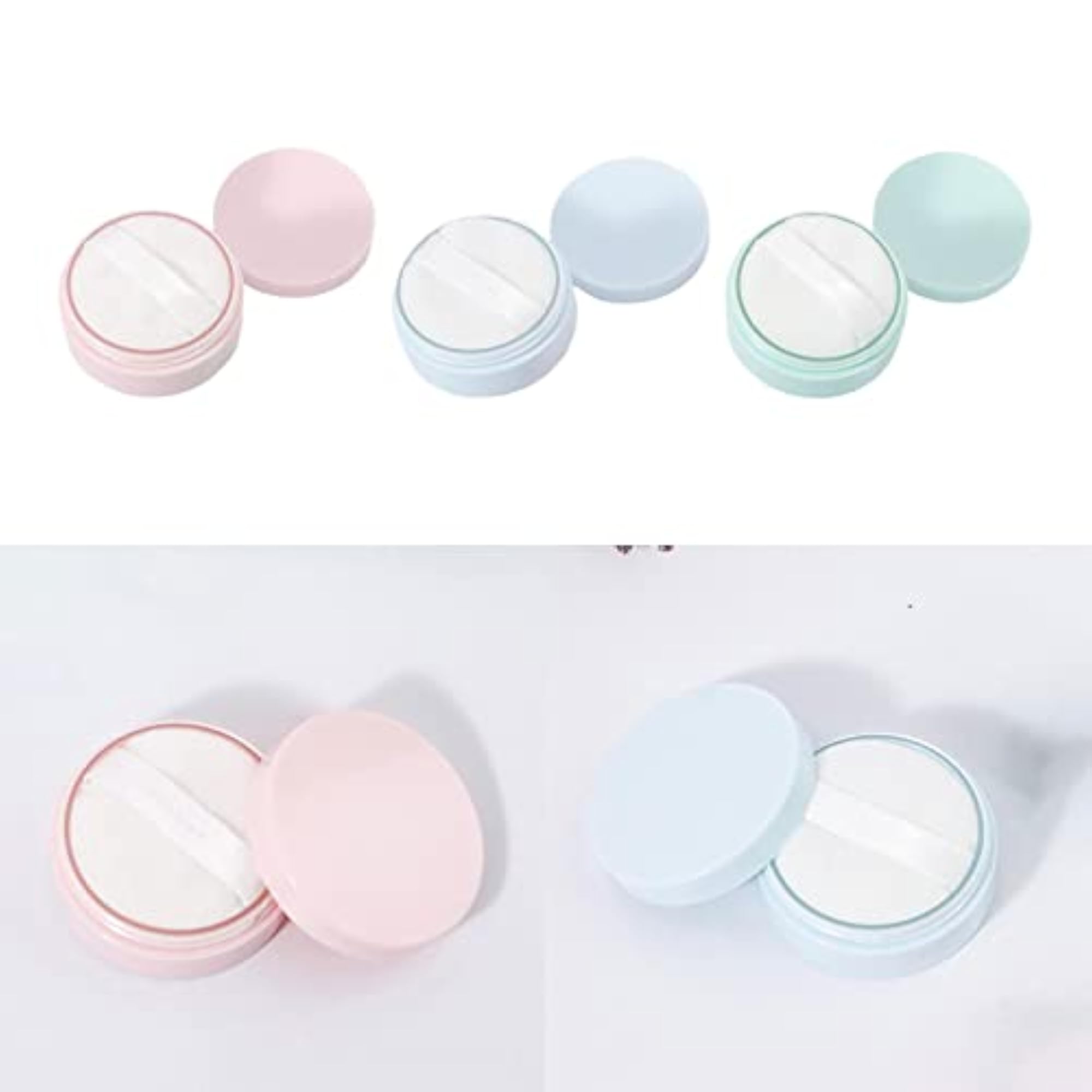 Empty Loose Powder Containers with Puff, Useful Tool, Pink