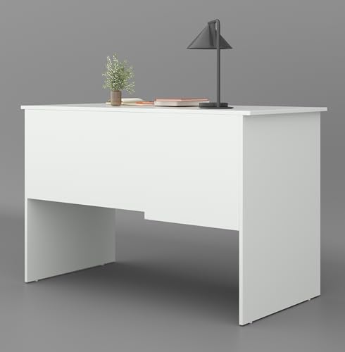 Image of 116x75x56CM Engineered Wood Verto Study & Office Table with Smooth Lockable Drawer and 2 Shelves for Storage | Sturdy DIY Counter, Commercial Table- White