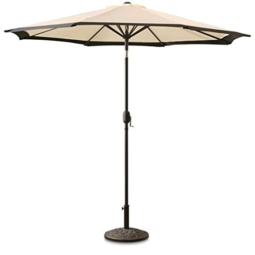 CASTLECREEK Two-Tone 9' Outdoor Patio Umbrella Push-Button Tilt Sun Shade for Deck, Yard, Backyard, Pool, Khaki/Black