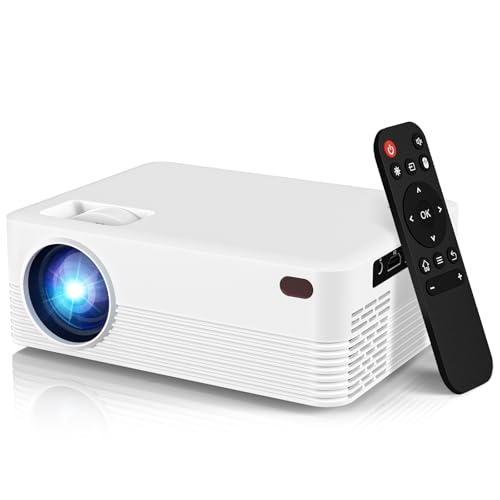 Image of Mini Portable Projector with Wifi and Bluetooth, Native 1080P Full HD Smart Projector , 300 ANSI, Compatible with Smartphone, HDMI, USB for Home, Bedroom, Outdoor Use （White）