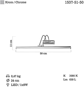 Lucea Pona 50 Cm Ledli Krom Aplik 9w