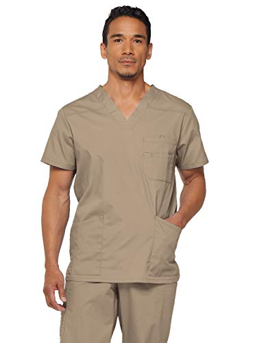 Dickies Men's Tall V-Neck Scrub Double Chest Pocket Top, Khaki, 3X-Large Big
