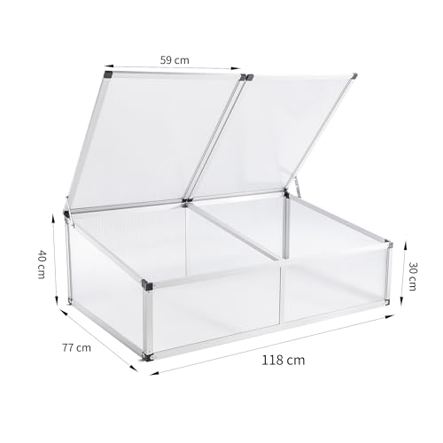Mini-Gewächshaus aus Aluminium 118x77x40 cm für Gartenpflanzen