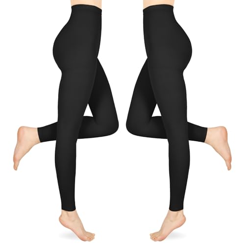 Image of 15-20mmHg Compression Pantyhose Stockings for Women & Men, 2 Pairs | Medical Graduated Compression Leggings Tights, Support Hose for Varicose Veins, Edema, DVT, Lipedema, Swelling