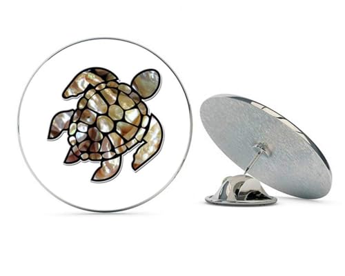 Sea Turtle Pearl Background Metal 0.75" Lapel Hat Pin Tie Tack Pinback2