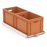 Tinobu Heckauszug für den DIY-Ausbau, Leichtes Auszugsstem für Euroboxen, Schwerlastauszug 120 kg mit Einhandbedienung (80x30cm)