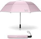 Weatherman Umbrella - Collapsible Umbrella - Windproof Umbrella Resists Up to 55 MPH Winds (Pink)