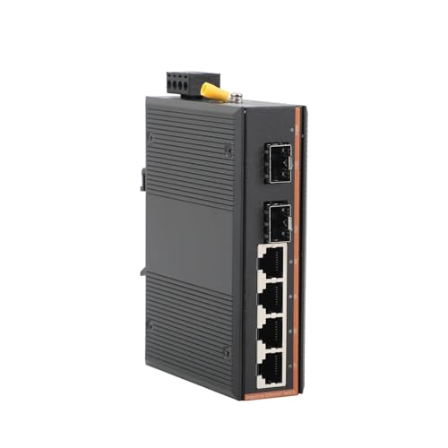 2 SFP to 4 RJ45 Gigabit Industrial Fiber Optic Switch - 10/100/1000M Speed 550M-3KM Range Network Compatible(Kit2)
