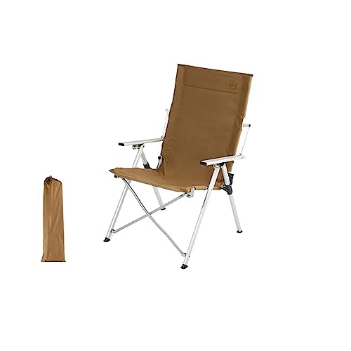 Silla plegable para exteriores con respaldo ajustable, silla portátil para camping, playa, sillón de haya para almuerzo, escritorio plegable, color café oscuro