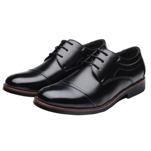 Black Formal Shoes for Men Lace-up Slip Resistant Shoe for Casual Wedding Party Prom Cap Toe Design Faux Leather Prom2