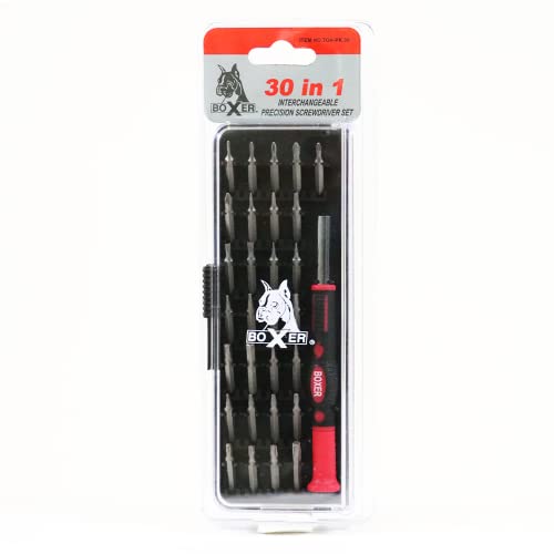 Boxer Precision Screwdriver Bit Set, 30 Piece Set, 4mm – for Cellphones, Laptops, Clocks, Glasses