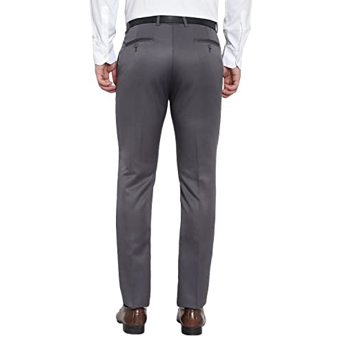 Image of The PS Men's Formal Regular Fit Cotton Blend Black, Dark Grey Combo Trouser (Pack of 2)