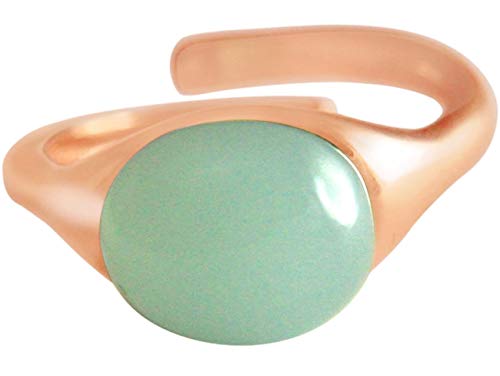 Preisvergleich Produktbild Gemshine Damenring 925 Silber, vergoldet oder rose mit meeresgrünem Chalcedon Edelstein - Größenverstellbar - Nachhaltiger qualitätsvoller Schmuck Made in Spain, Metall Farbe:Silber rose vergoldet