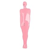 Natural & Flexible Adults Bondage Bag Adults PVC Sleeping Sack Open Head and Attached Front Zipper Fetish Rubber Suit,Lotus Root Pink,4XL