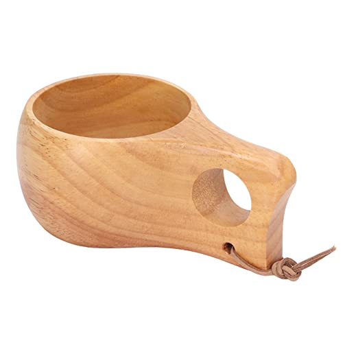 Taza de campamento de madera de 200 ml, taza de madera con hebilla colgante, taza de café con leche portátil, taza para… - Imagen 3