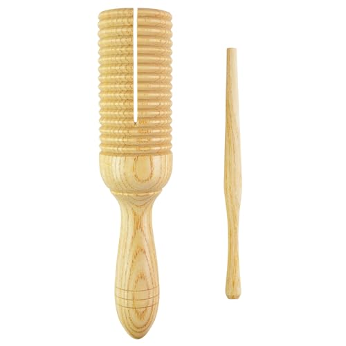 A-Star Single Wooden Guiro Tone Wood Block Agogo with Beater - Rhythm Percussion Instrument