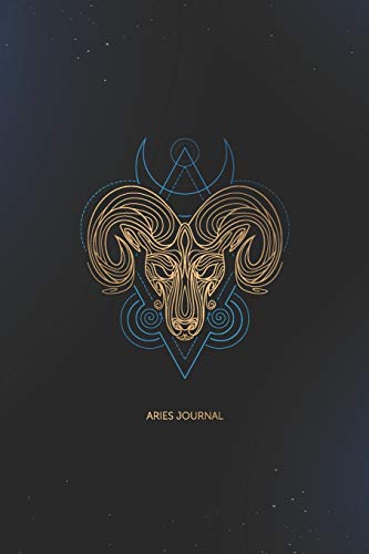 Aries Journal: Gold Aries Ram Zodiac on Sacred Geometry