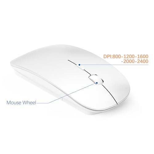 Image of Wireless Keyboard and Mouse Ultra Slim Combo, TopMate 2.4G Silent Compact USB 2400DPI Mouse and Scissor Switch Keyboard Set with Cover, Batteries Included, for PC /Laptop /Windows /Mac - Matte White