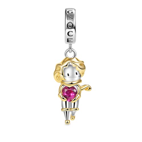 GNOCE Petit Prince Câlins Coeur Pierre Précieuse Pendentif Breloque En Argent Sterling 925 Breloques Perle Bijoux Cadeau Pour Femmes Filles Ajustement...