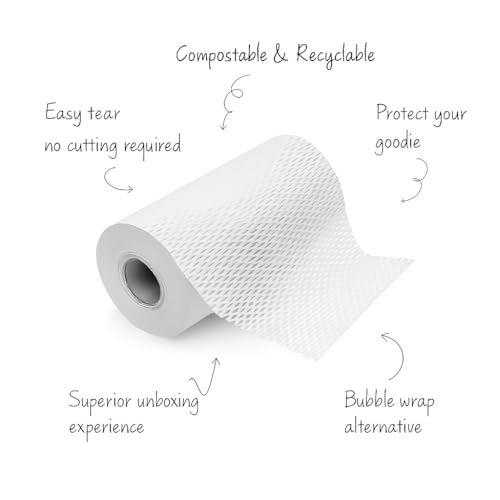 Image of Honeycomb Paper Wrap for Packing | Shock-Absorbent Expandable Kraft Cushion Paper for Gifts, Moving & Shipping Protection (white, 100 Meter x 15 inch Roll)