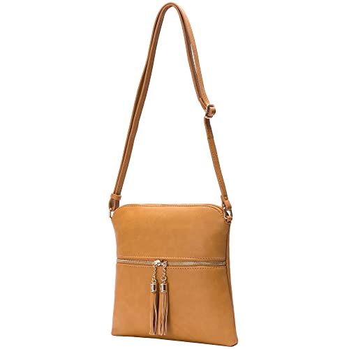 Image of Solene Womens Lightweight Medium Crossbody Purse with Tassel, Perfect Size Crossbody Bags for Daily Use, travel
