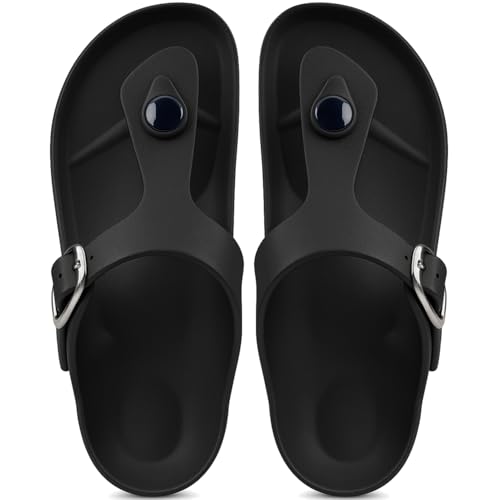 Image of ORTHO JOY Orthopedic Arch Support Sandals for Women - Comfort Slip-On Toe Post Slides with Adjustable Strap & Cushion Sole