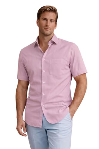 Image of Louis Philippe Men's Regular Fit Easy to Iron Everyday wear Premium Cotton Half Sleeve Solid Formal Shirt