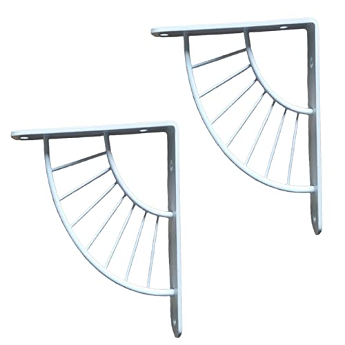 2 Pièces Équerre Étagère Murale en Métal,Supports Triangulaires de 90 Degrés en Fer,Équerre pour Étagère Forme de Secteur,Support D'angle Brace de Étagères Robuste,avec Vis (30cm/11.8in,White) Cover