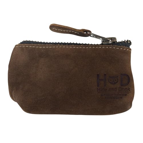 Hide & Drink, Leather Key Holder Pouch, Zippered Coin Bag, Money Purse, Earphone Holder, Charging Cable, Memory Cards Organizer, Vintage Style, Handmade Includes 101 Year Warranty