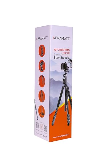 Image of AP 7280 Pro Professional Camera Tripod with Carrying Case, Black