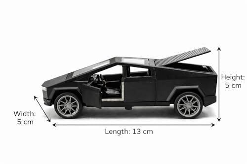 Image of Tesla Cybertruck Die-Cast Toy Car 1:36 Scale, Metal Alloy Model with Lights & Sound | Pull Back Action Car |Openable Doors & Hood | Realistic Mini Truck for Kids Boys Gift & Collectors