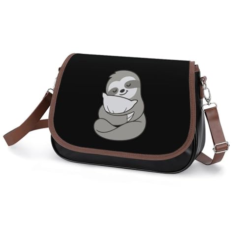 Sleepy Sloth Hugging Pillow Crossbody Bag Anti-Theft Side Shoulder Bags Adjustable Leather Messenger Bag Unisex 7