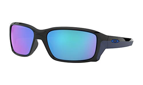 Oakley Mens OO9331 Straightlink Rectangular Sunglasses, Polished Black/Sapphire Iridium, 61 mm