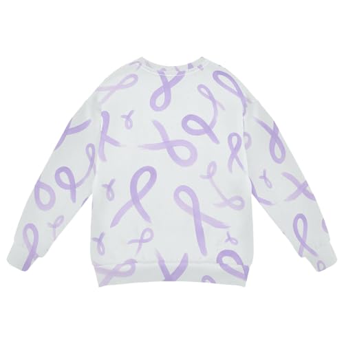 JUNZAN Purple Pancreatic Awareness Ribbons Kids Boys Pullover Hoodie Fleece Sweatshirts for Boys Party 4T2