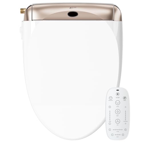 Image of LEIVI Electric Bidet Toilet Seat with Wireless Remote and Side Panel, Multiple Spray Modes, Adjustable Heated Seat, Warm Water and Air Dryer, Auto LED Nightlight, Elongated