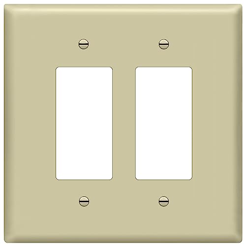 Image of ENERLITES 2-Gang Ivory Oversize Decorator Switch Outlet Wall Plate Cover | 1 Pack, Size 5.5 inch x 5.5 inch, Fits light switch /outlet /receptacle, Gloss Finish, Unbreakable Polycarbonate, UL Listed