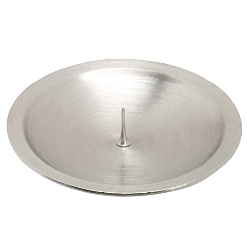 NKlaus Assiette à Bougie Ø8 cm Porte-Bougie en Laiton argenté Mat avec pic Support Stable pour Bougies Jusqu’à Ø6 cm Élégant et décoratif 10973