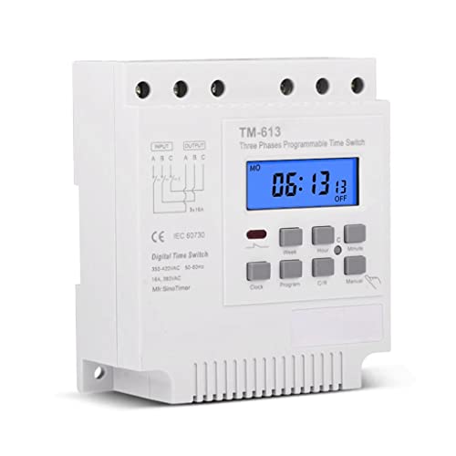 Interrupteur de temps programmable triphasé 380V avec écran rétroéclairé pour tableau