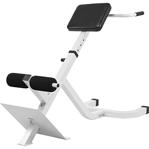 GORILLA SPORTS® Rückentrainer - 5-fach Verstellbar, bis 120 kg, mit Beinfixierung, Schwarz/Weiß - Rückenstrecker Gerät, Hyperextension Bank, Bauchmuskeltrainer, Bauchtrainer für Zuhause (Weiß)